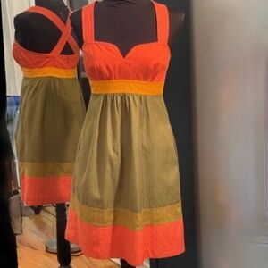 Trina Turk Colourblock Dress Silk Cotton